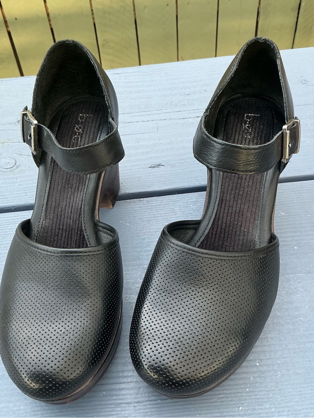 boc Black Brown Heels Perforated Mary Jane Platform Heels